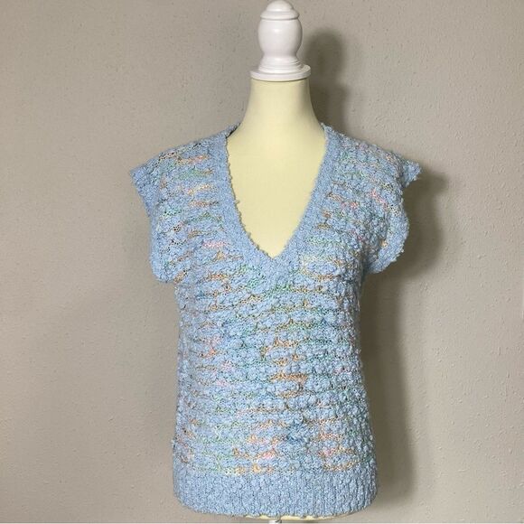 Vintage Emily's Closet Handmade Chunky Pastel Knit Lightweight Sweater Vest LRG - Picture 16 of 16